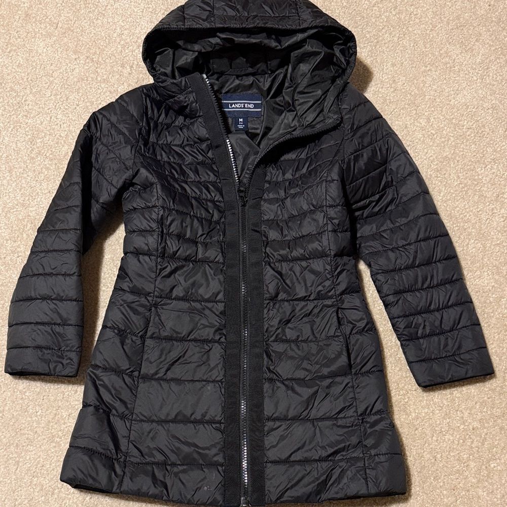 Lands' End black girl's puffer jacket size medium
